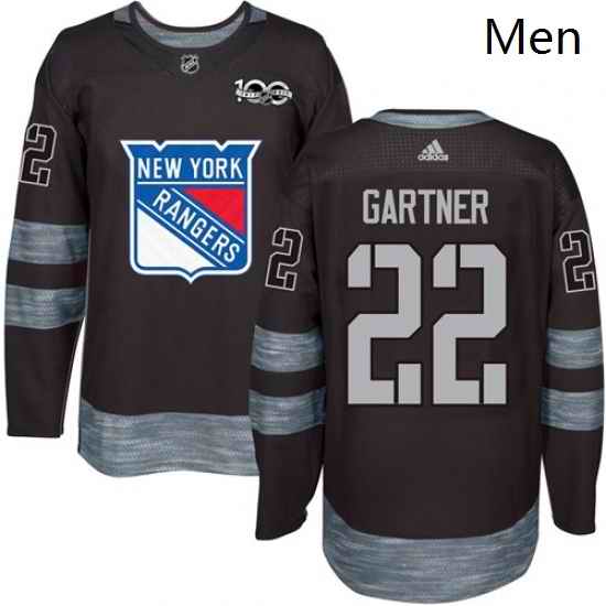 Mens Adidas New York Rangers 22 Mike Gartner Authentic Black 1917 2017 100th Anniversary NHL Jersey